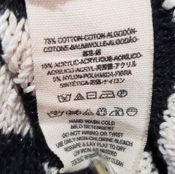 Free People Striped Swing Tunic Dress Womens S Oversized Nob Knit Black Ivory - Picture 8 of 8